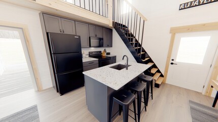 Modern and Minimalist Kitchen Interior with Sleek Appliances and Clean Design Elements