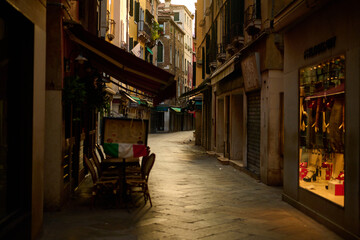 Venice and its canals,gondolas and ancient buildings 