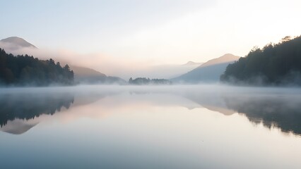 Fototapeta premium Tranquil Water Reflection at Dawn in Mountain Landscape