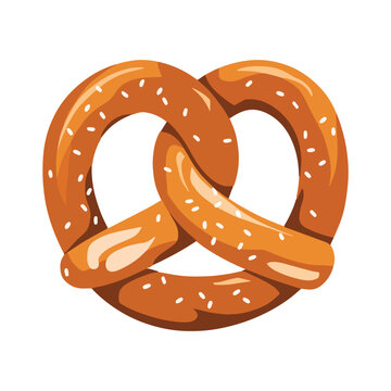 Tasty pretzel, isolated on a white background. Ideal for food-related and snack-themed designs.