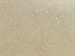 Natural patterns in the beach sand created by wind and waves, highlighted by soft, warm sunlight, form intricate lines and textures in a serene coastal setting.