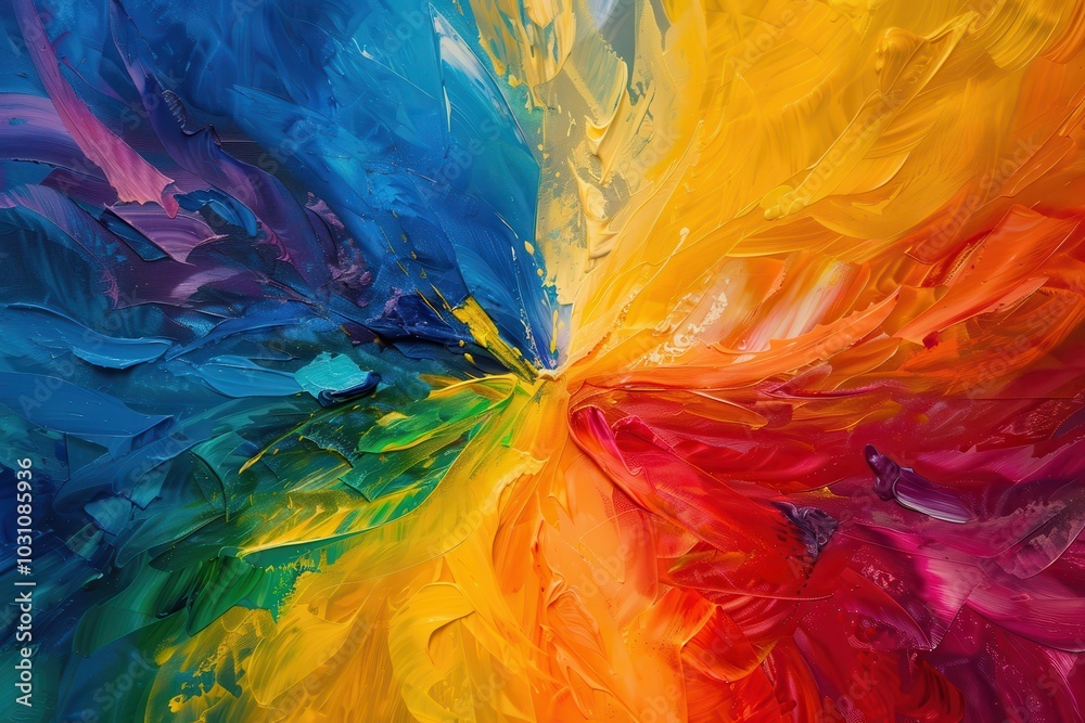 Poster Vibrant swirl of colors blending together in abstract expressionist art, showcasing dynamic movement and emotional depth in a modern artistic style