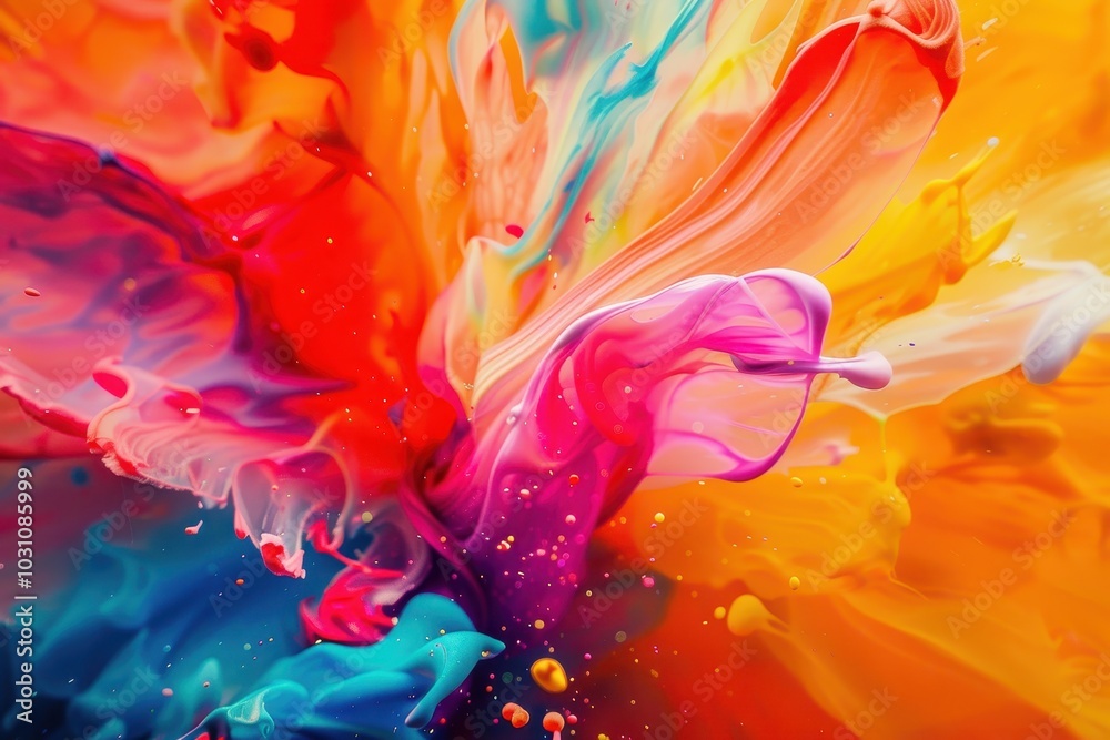Poster Vibrant swirl of colors blending together in abstract expressionist art, showcasing dynamic movement and emotional depth in a modern artistic style