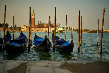 Venice and its canals,gondolas and ancient buildings 