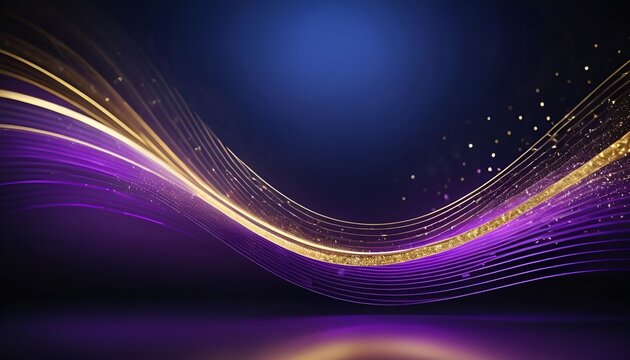 abstract Elegant blue-white-purple background with golden lines decoration	
