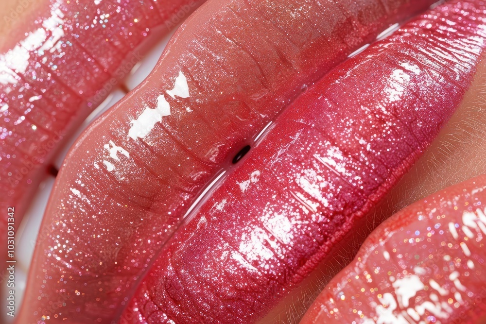 Aufkleber colorful liquid textures arranged in vibrant stripes, showcasing various shades of pink and red with