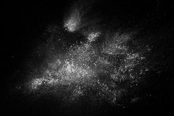 White powder isolated on black background