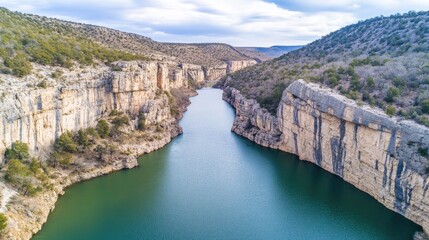 Scenic Canyon Landscape Overlooking Serene Water Body