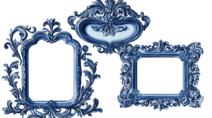 Elegant Blue Frames Collection Isolated on a White Background Generative AI