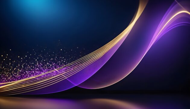 abstract Elegant blue-white-purple background with golden lines decoration	