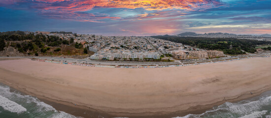 Aerial View of Ocean Beach and Golden Gate Park in San Francisco