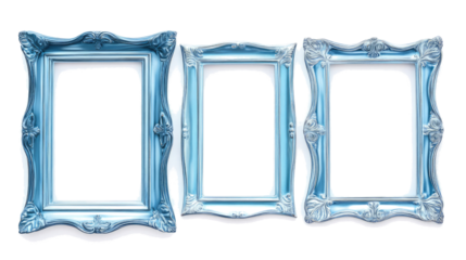 Unique Blue Frames Set on a White Background for Artistic Display Generative AI