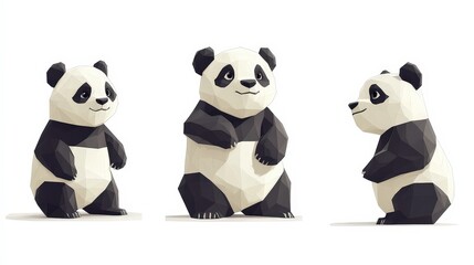 Naklejka premium Delightful Panda Game Divider Icons Set for Minimalist Websites
