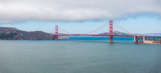 Golden Gate Bridge Spanning San Francisco Bay with Marin Headlands
