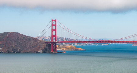 Golden Gate Bridge with Marin Headlands and Cityscape in View