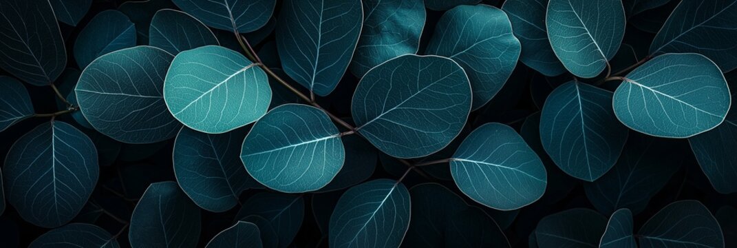 A close-up shot of teal leaves creates a vivid and striking pattern full of texture and contrast.