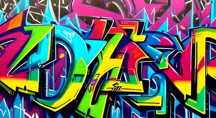 Fototapeta premium Vibrant Abstract Graffiti Art with Bold Shapes and Bright Colors | 314