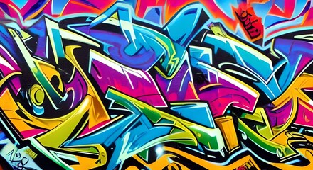 Vibrant Abstract Graffiti Art with Bold Shapes and Bright Colors | 332