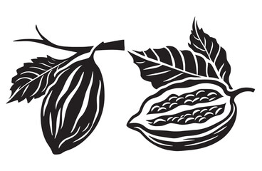 Black cacao beans vector. Simple illustration of cacao beans on a white background, perfect for food-related designs, chocolate branding, or organic product packaging.
