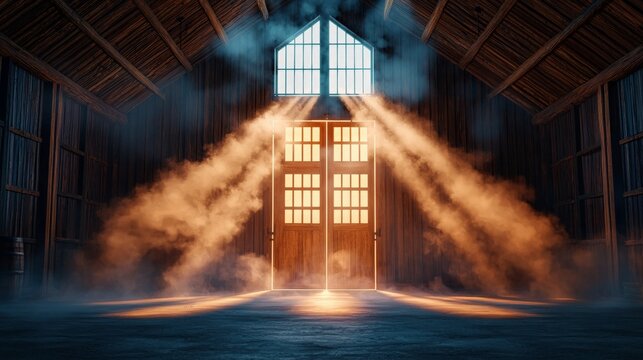 Sunlight Streaming Through Open Barn Doors