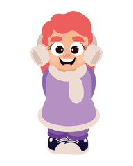 redhead girl Wearing Winter Clothes