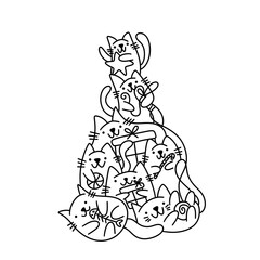 Christmas tree set cats pattern for wrapping paper and fabrics and kids