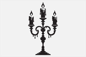 A silhouette of a candelabrum with three arms.