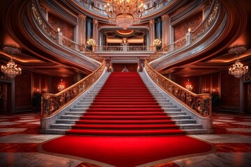 Obraz premium Grand Staircase in Lavish Ballroom Setting