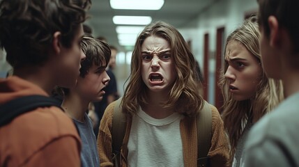 Fototapeta premium Tense Moment as Teens Confront Each Other