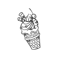 Ice Cream Hand-Drawn Food Vector Icon