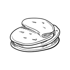 Tortilla Hand-Drawn Food Vector Icon