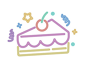 neon piece of cake birthday
