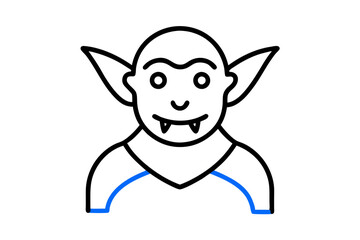 Halloween goblin icon art. Linear, Blue Fill and Gradient Style Design Isolated On White Background.editable vector icon.