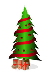 new year christmas tree isolated white background.
Christmas tree and gift box