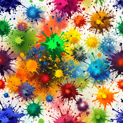 Vibrant explosion of colorful paint splatters creating an artistic background of joy and energy in a lively environment. Generative AI