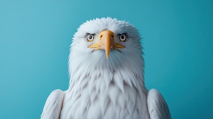 Obraz premium Majestic Bald Eagle Print Crew Neck T-shirt on Light Table | High-Quality Stock Photo with Realistic Detail