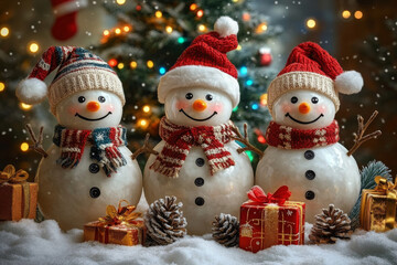 snowman and christmas tree
