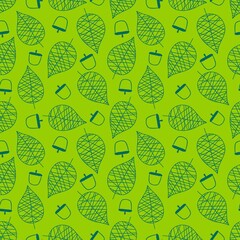 Autumn oak seamless leaves and acorns pattern for fabrics and linens