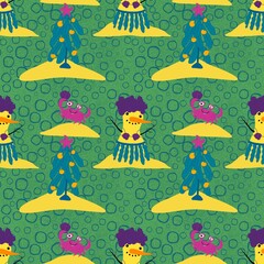 Christmas on the beach seamless snowman and sand pattern for wrapping paper