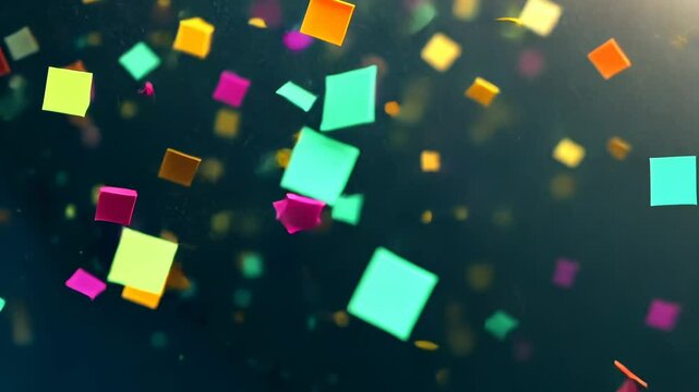 dark background with colorful squares in motion