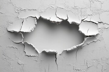 Obraz premium Broken hole white wall texture background fracture