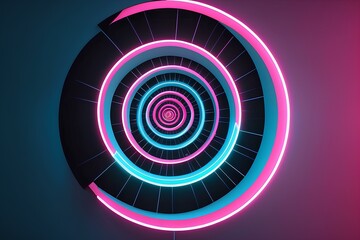 Obraz premium abstract glowing neon spiral in vibrant colors with a futuristic and nightlife-inspired look