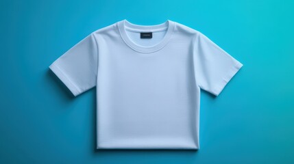 Detailed Stock Photo of Realistic Siberian Husky Print Crew Neck T-shirt on Light Table