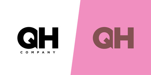 Letter Q and H, QH logo design template. Minimal monogram initial based logotype.