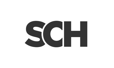 SCH logo design template with strong and modern bold text. Initial based vector logotype featuring simple and minimal typography. Trendy company identity.