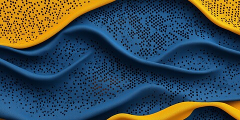 Fototapeta premium Vibrant abstract background featuring intricate geometric patterns in deep blue and gold with ample copy space