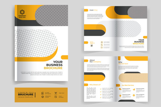Multipurpose universal template, including cover, 
back, and inside pages. Trendy minimalist flat geometric design brochure design.
