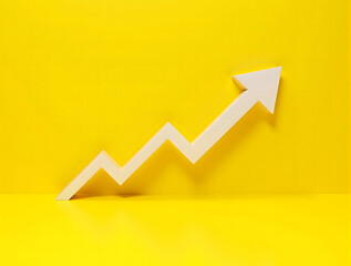growing white chart arrow with percent icon on yellow background