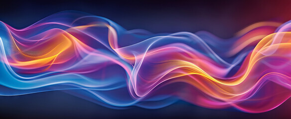 Abstract colorful waves of light and energy in a gradient background. Concept of flowing motion, dynamic movement, energy flow, and digital designs. Background. Banner