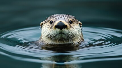 Fototapeta premium Tranquil Sea Otter in Circular Harmony - Top-down View with Soft Curves